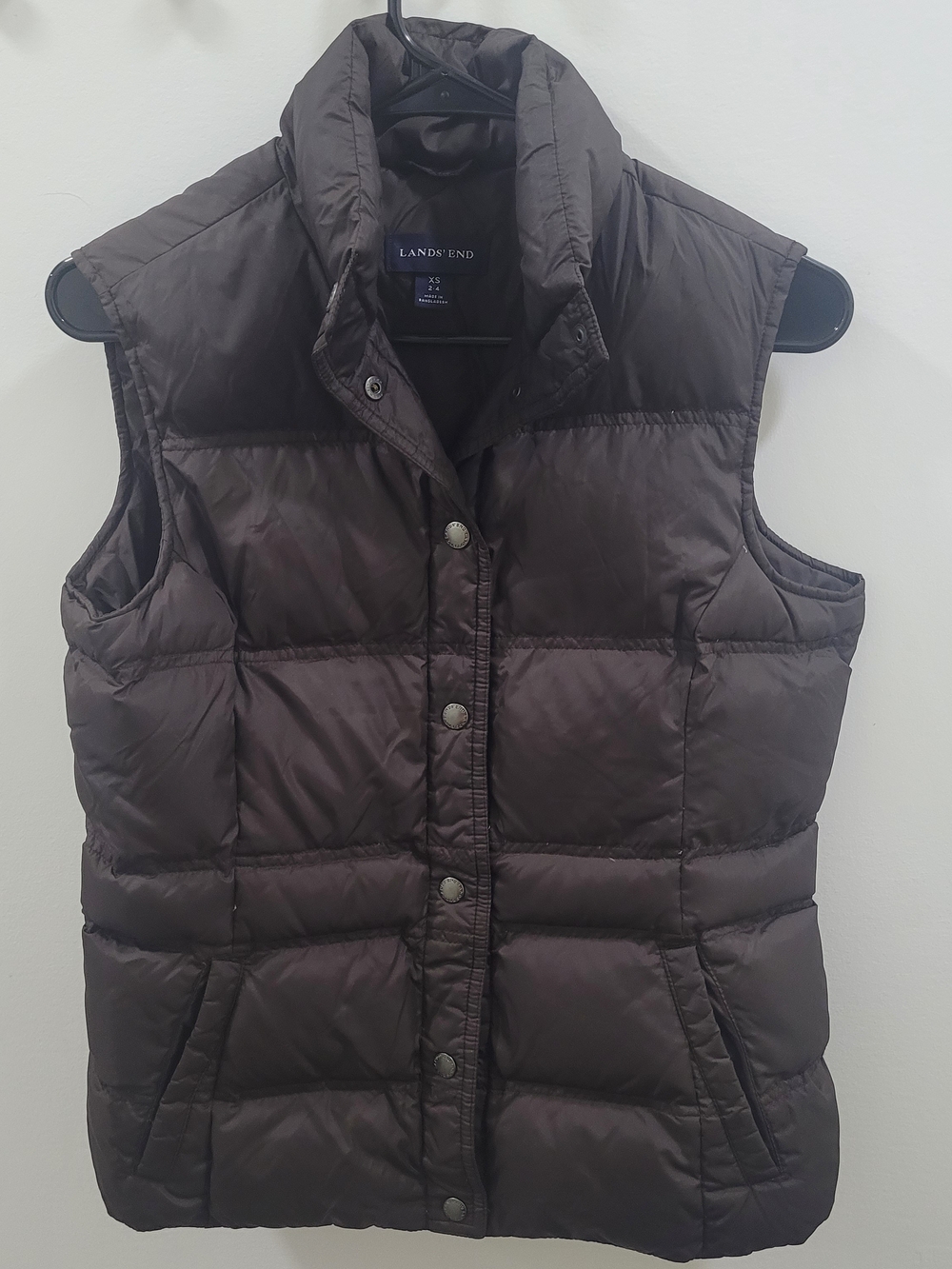 Lands' End Women's Dark Brown Quilted Puffer Vest